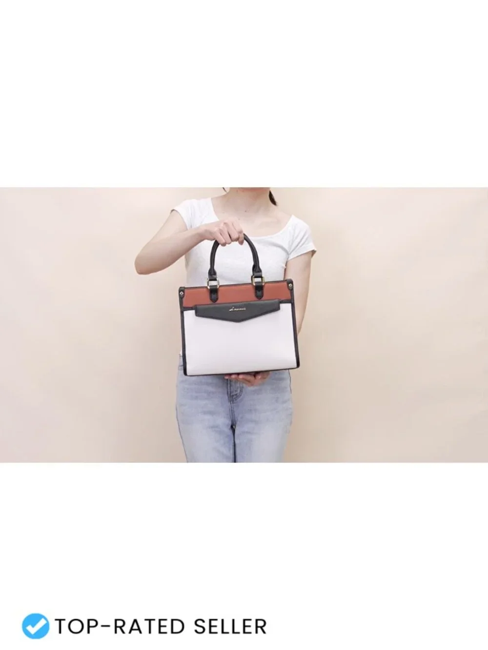 PU Leather Satchel Tote with Crossbody Strap